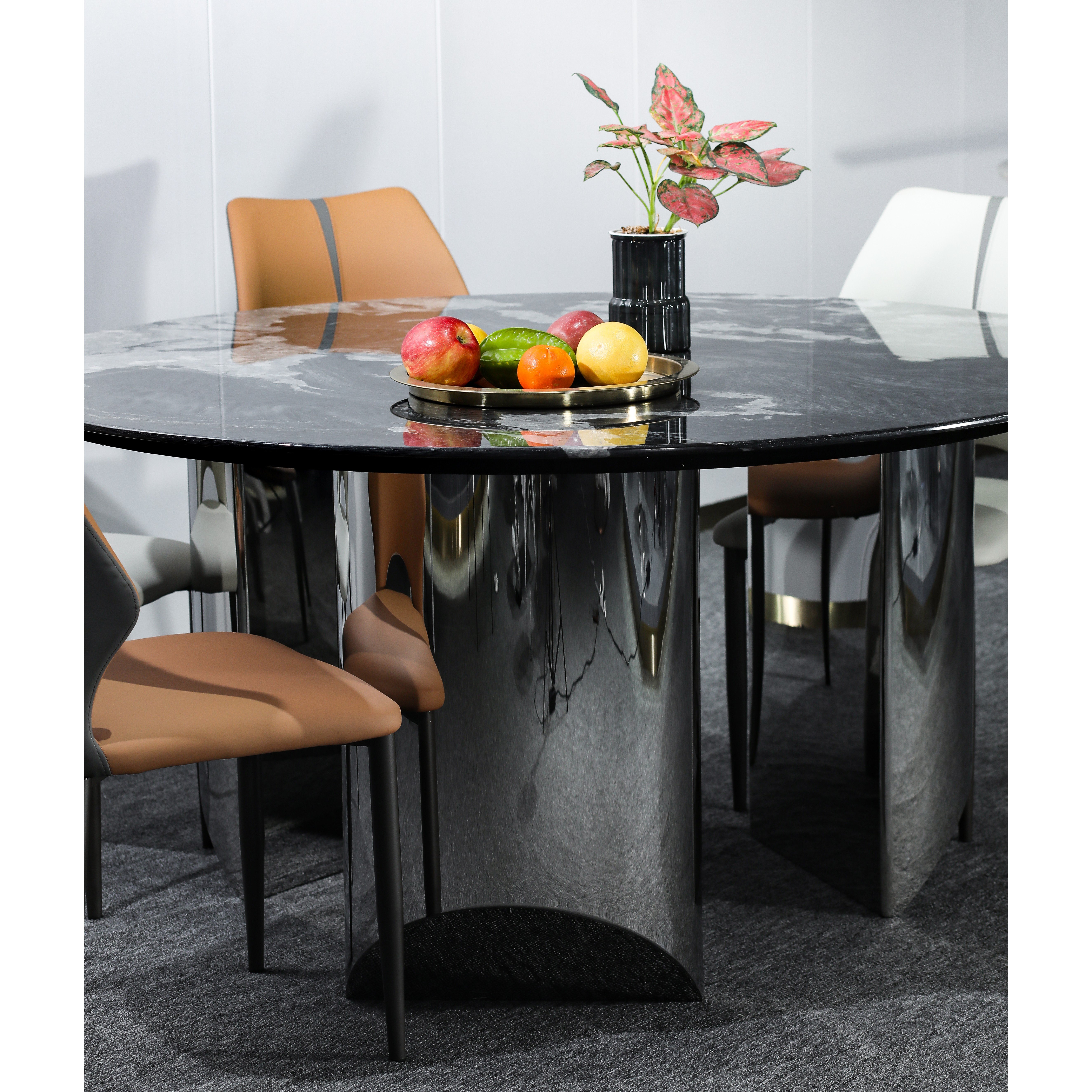 Modern Home Furniture Round Dinning Table Round Marble Dining Table With Stainless Steel Frame