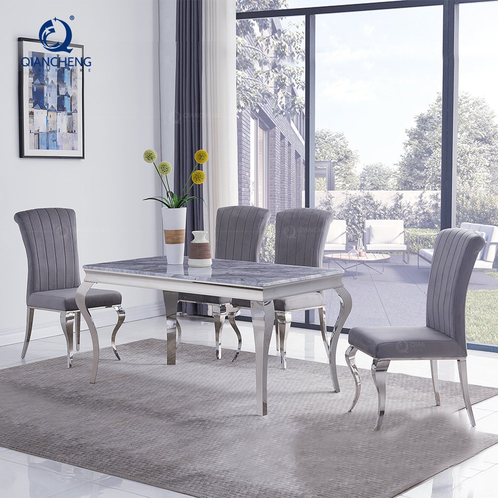 Mirrored furniture 6 seat daining tables elegant dining room suite gold marble luxury glass dinning table sets