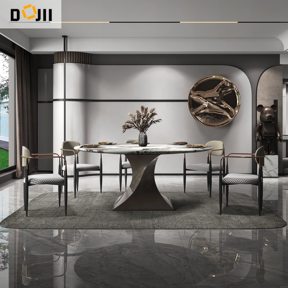 Malaysia Modern Brazilian Granite 4 Seater Space Saving Dining Table Set with 6-8 Chairs Dinning Furniture