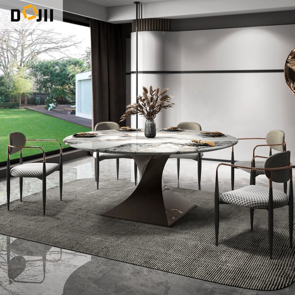 Malaysia Modern Brazilian Granite 4 Seater Space Saving Dining Table Set with 6-8 Chairs Dinning Furniture
