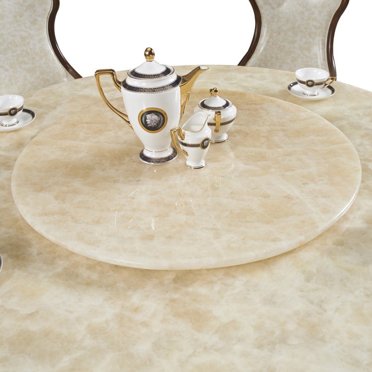 Natural Luxury Onyx Marble Round Dining Table White Jade Onyx Stone Dining Table with Turntable