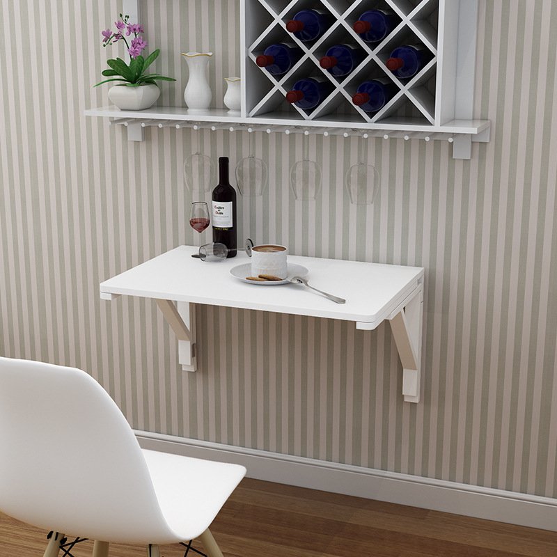 Space Saver Dining Table Small Collapsible Rectangular Wood Shelf Desk Wall Mounted Folding Dining Room Furniture Home Furniture