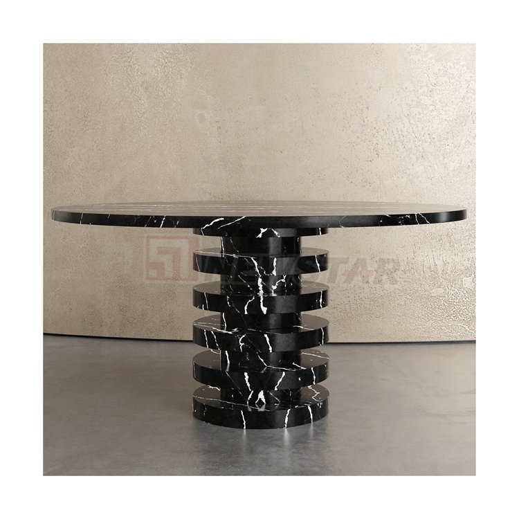 Newstar Dining room furniture marble dinning table marble pedestal base modern white stone dinning table