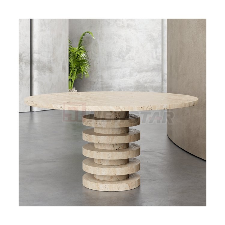 Newstar Dining room furniture marble dinning table marble pedestal base modern white stone dinning table