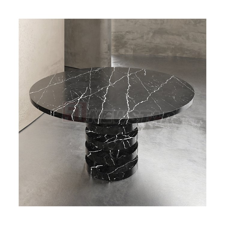 Newstar Dining room furniture marble dinning table marble pedestal base modern white stone dinning table