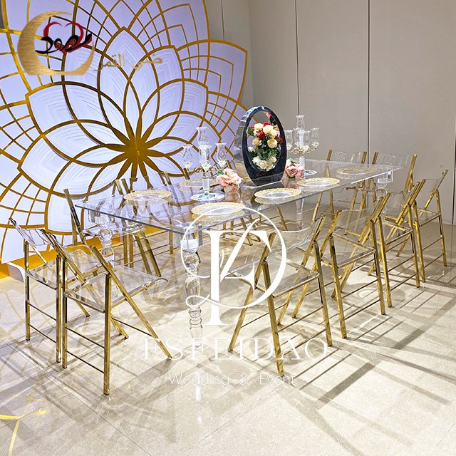 Popular banquet hall restaurant clear acrylic dining table wedding