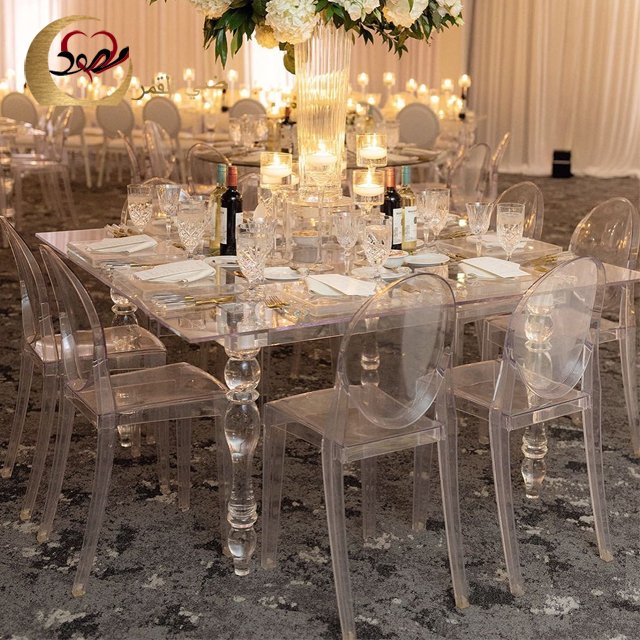 Popular banquet hall restaurant clear acrylic dining table wedding
