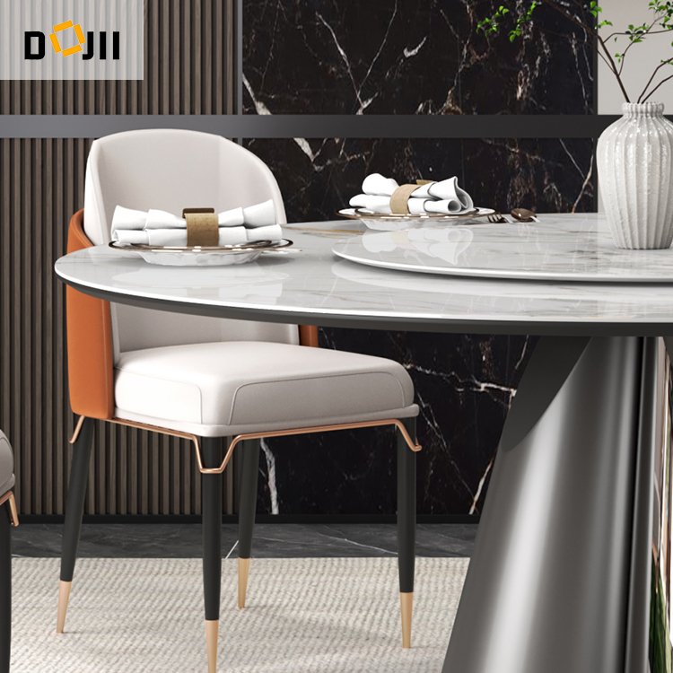 Retro style indian dining desk round sliding marble spinning dining table with rotating centre for weddings 10 places
