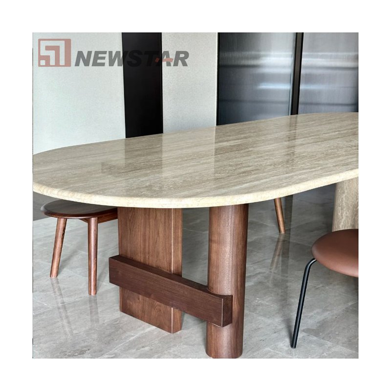 Modern Fashion Hot Sale Natural stone travertine dining tables custom kitchen desk luxury home travertine marble dining table
