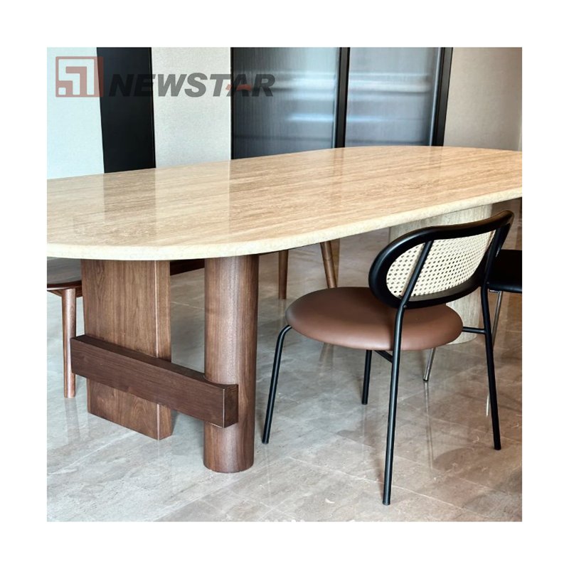Modern Fashion Hot Sale Natural stone travertine dining tables custom kitchen desk luxury home travertine marble dining table