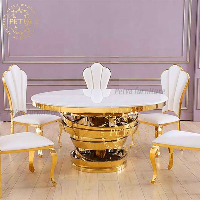 Serpentine to Round Wedding restaurant banquet dining room furniture set of 4 with round table