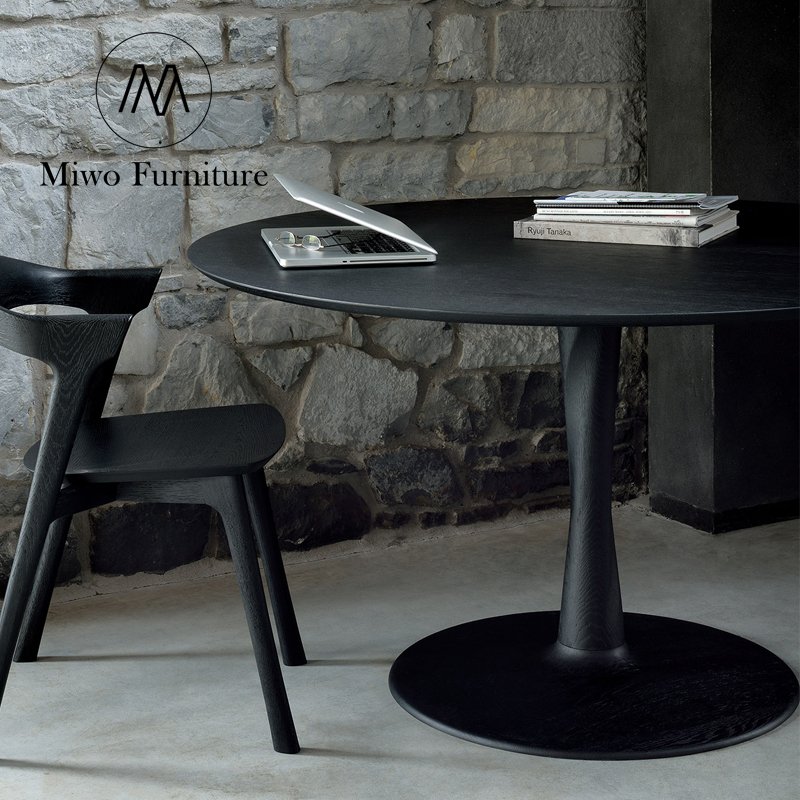oak solid wood round table coffee table Nordic simple modern luxury style restaurant small size reception hotel lobby table