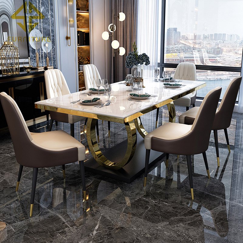 Modern luxury marble dining room furniture table and chair sets