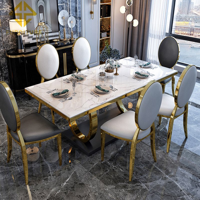Modern luxury marble dining room furniture table and chair sets