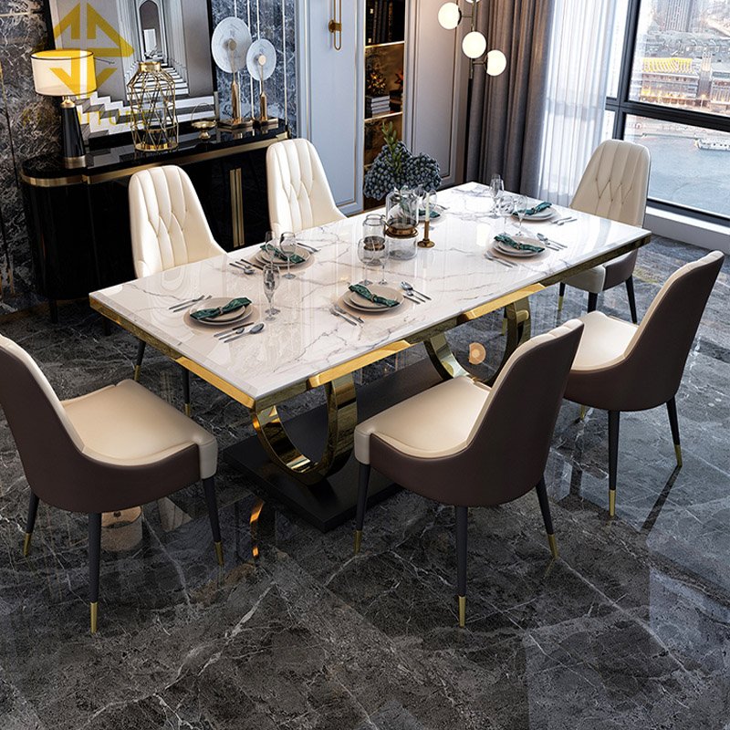 Modern luxury marble dining room furniture table and chair sets
