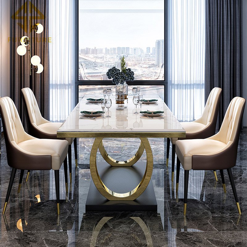 Modern luxury marble dining room furniture table and chair sets