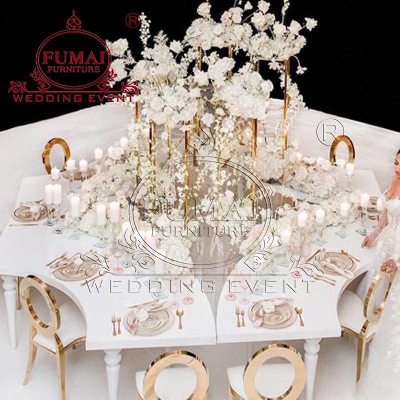 Centre Party Banquet Luxury Serpentine Wedding Large White Dinning Tables