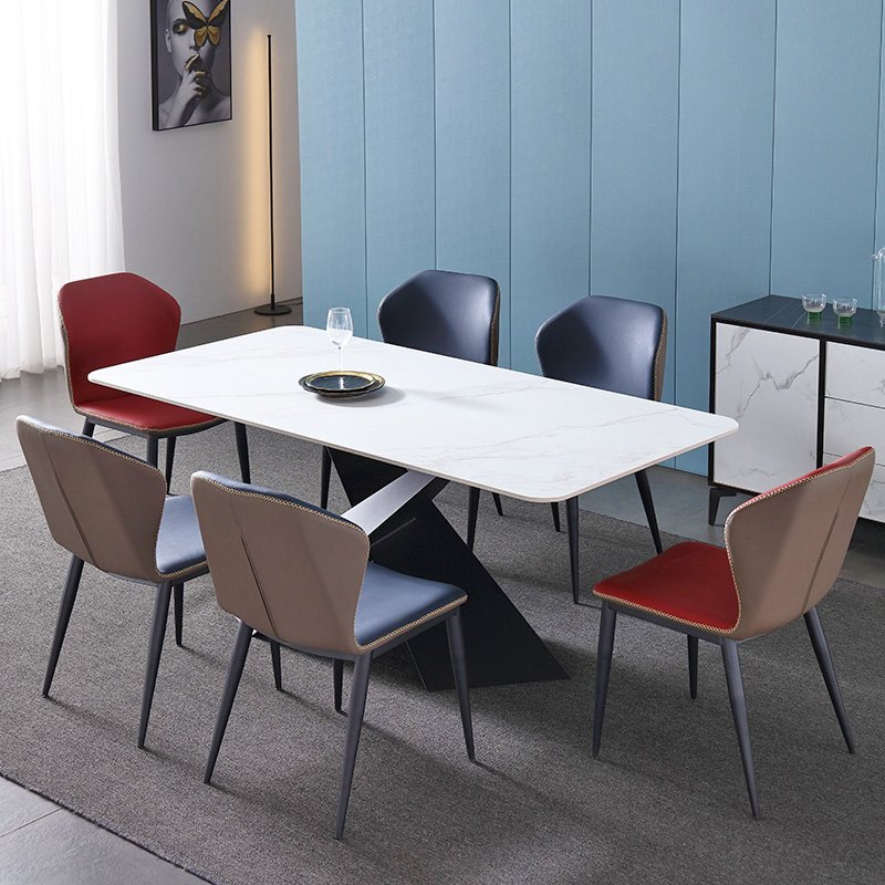 Small apartment solid wood foot marble dining table and chair set