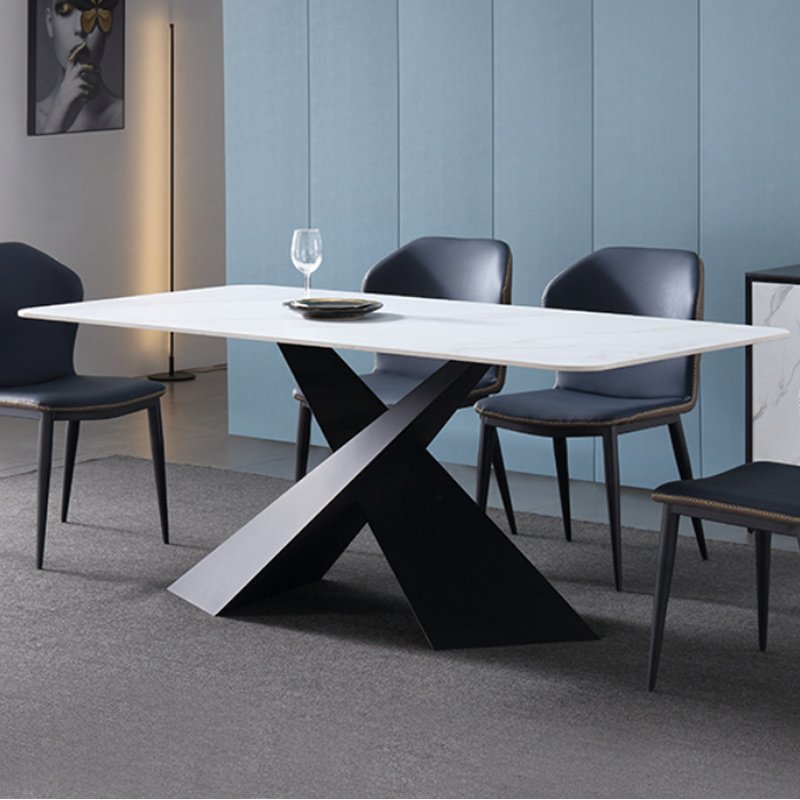 Small apartment solid wood foot marble dining table and chair set