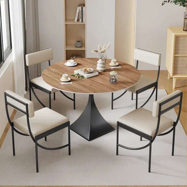 Italian Minimalist Sintered Stone Round Dining Table Set For 4 Home Small Household Balcony Negotiation Dining Table And Chairs