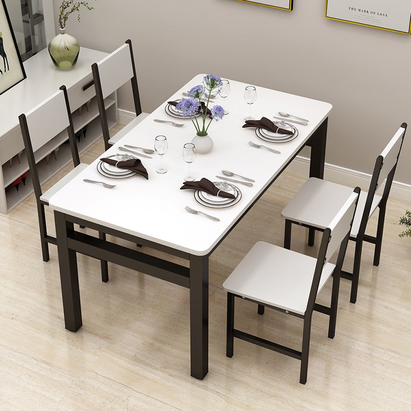 contemporary wooden dining room furniture modern Small Apartment Steel-wood Dining Table And Chair