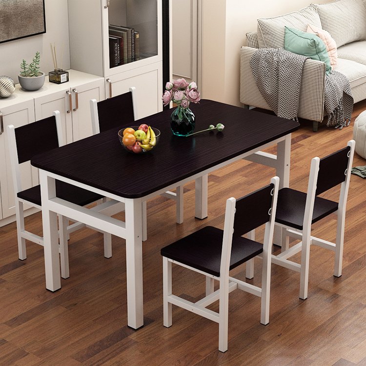 contemporary wooden dining room furniture modern Small Apartment Steel-wood Dining Table And Chair