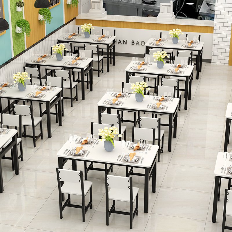 contemporary wooden dining room furniture modern Small Apartment Steel-wood Dining Table And Chair