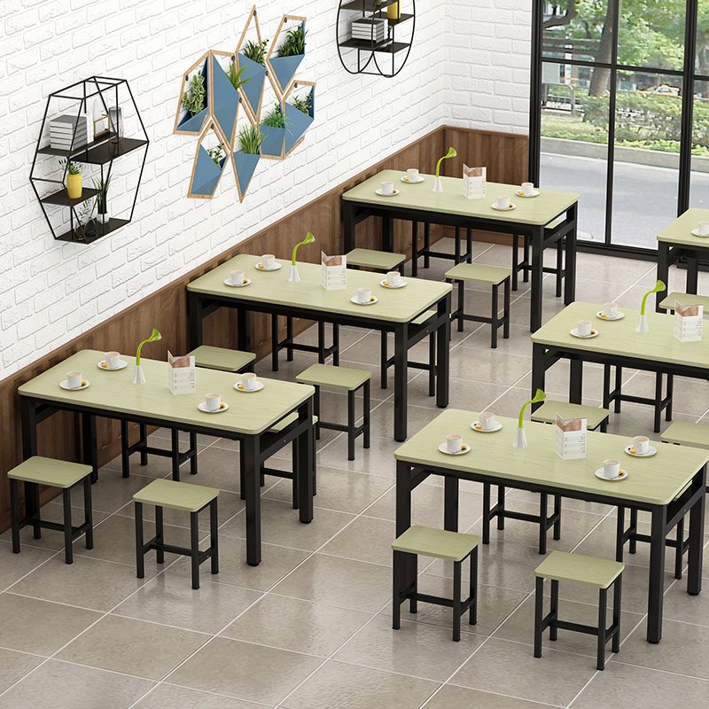 contemporary wooden dining room furniture modern Small Apartment Steel-wood Dining Table And Chair