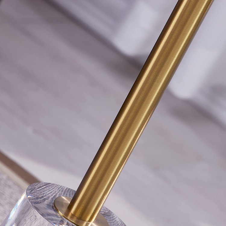 Modern Nightstand with Gold Post for Drink/Furniture Acrylic Side Table,Clear Small Round End Table for Living Room