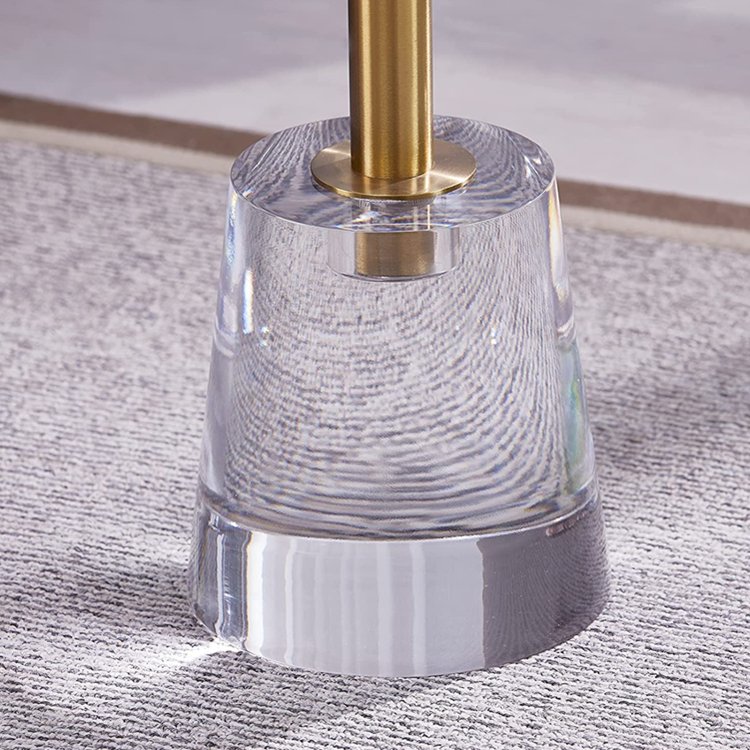 Modern Nightstand with Gold Post for Drink/Furniture Acrylic Side Table,Clear Small Round End Table for Living Room