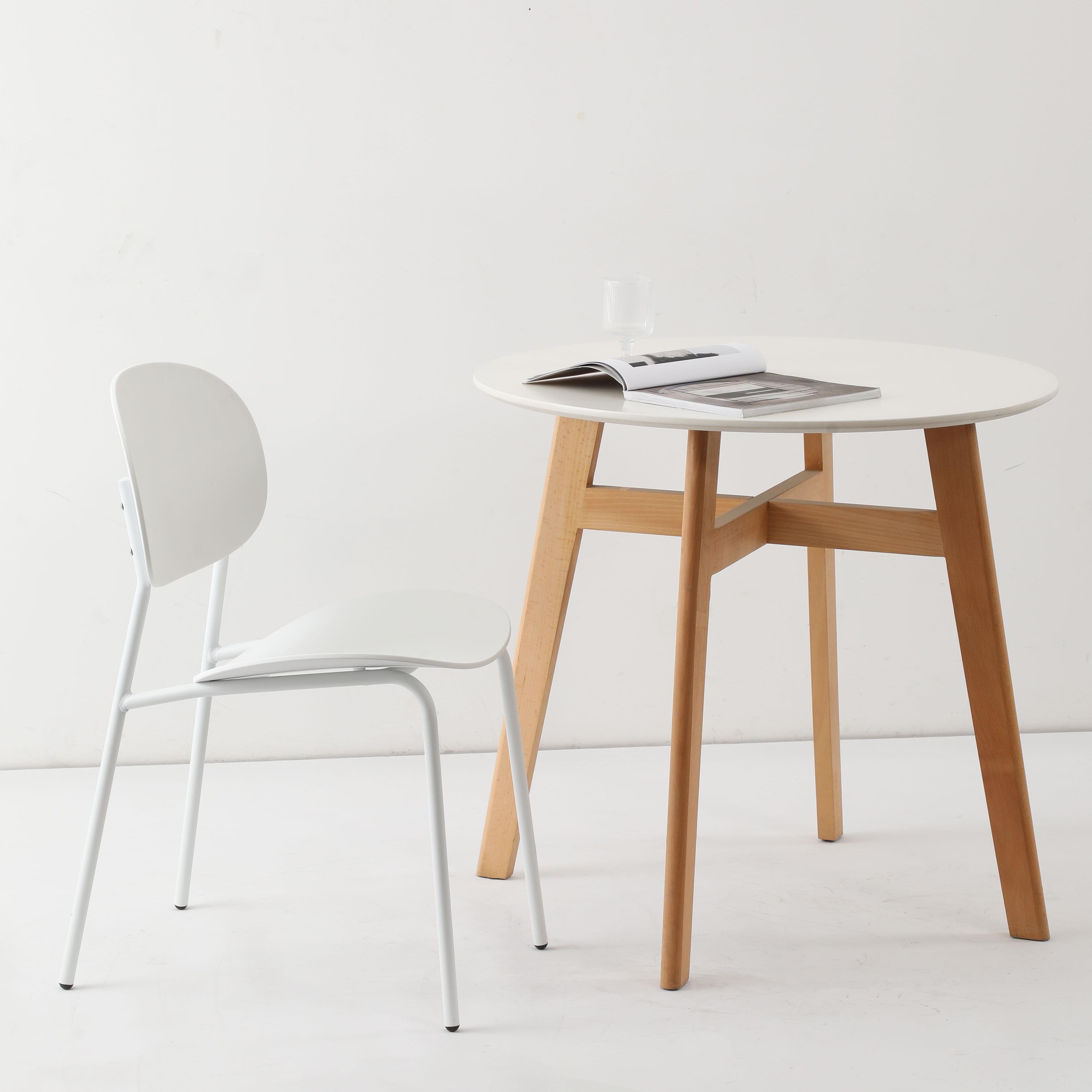 Wholesale Nordic Dinner Set Panel Comedor 4 Sillas Modern Wood Circular White MDF Round Cafe Kitchen Dining Table with Chair