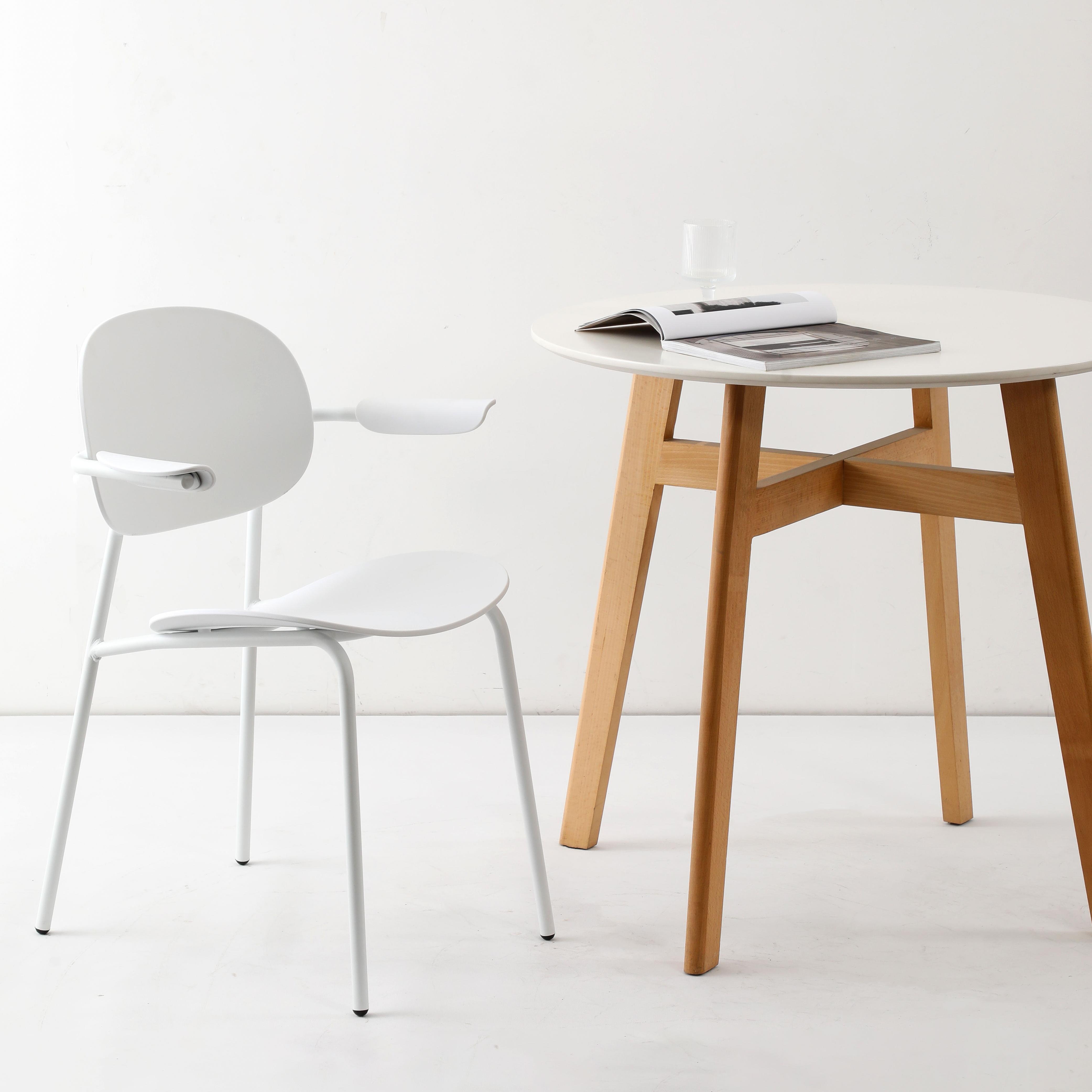Wholesale Nordic Dinner Set Panel Comedor 4 Sillas Modern Wood Circular White MDF Round Cafe Kitchen Dining Table with Chair