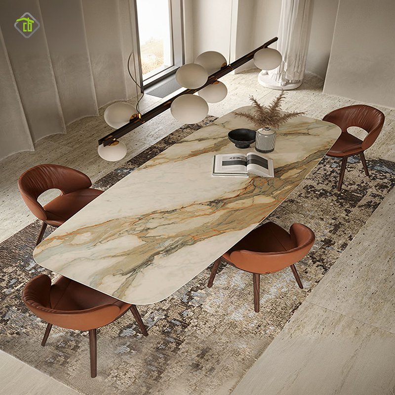 Modern Luxury Dining Table Marble Stone Square Modern Light Luxury Kitchen Dining Room Home Furniture Dining Table Set