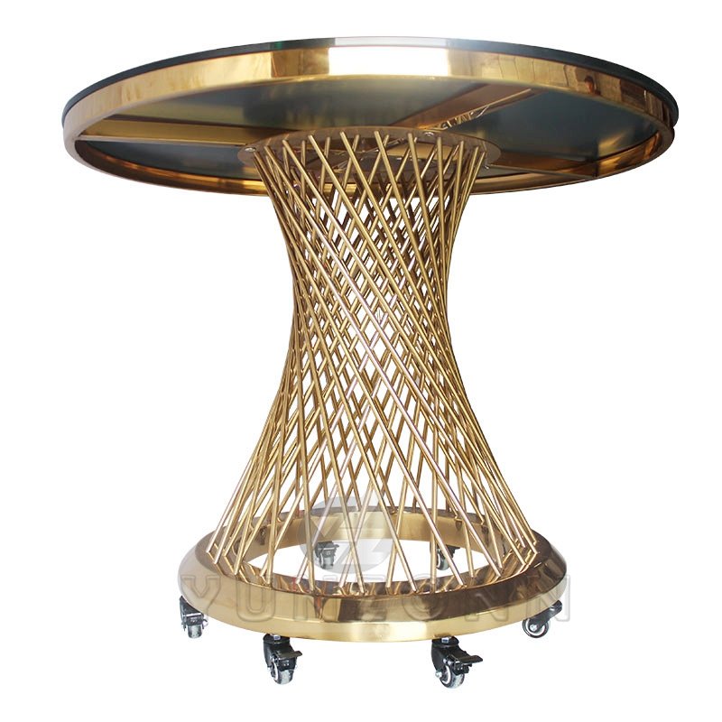 Luxury Movable Center Table with Wheels High Quality Glass and Marble Material for Home Kitchen Hotel Furniture Use