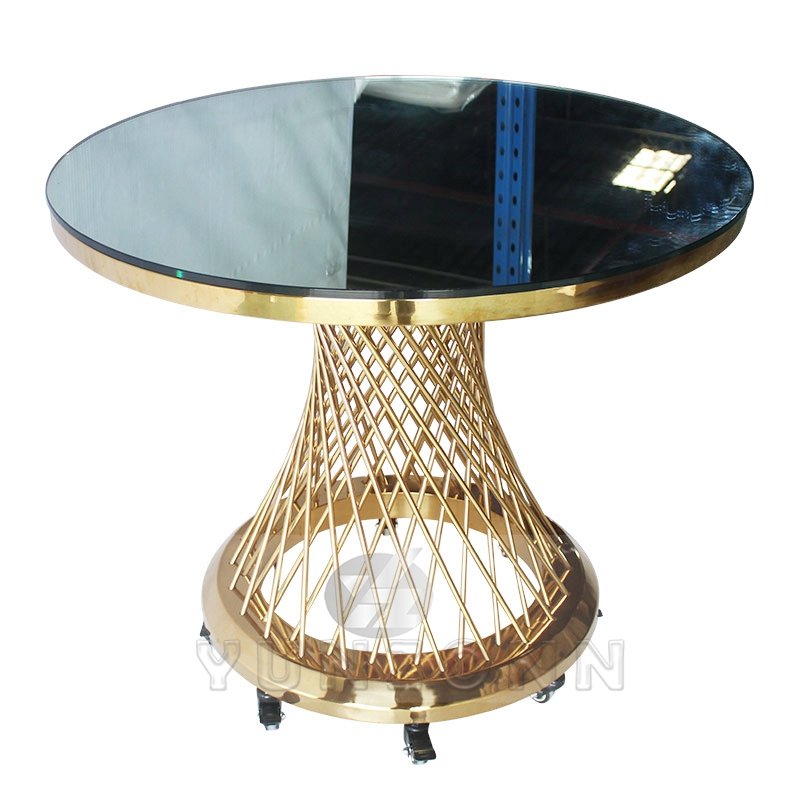 Luxury Movable Center Table with Wheels High Quality Glass and Marble Material for Home Kitchen Hotel Furniture Use