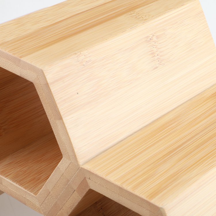 Eco-friendly 100% Bamboo Wooden Stackable Wine Storage Rack 3 Bottle Wine Glasses Table Stand