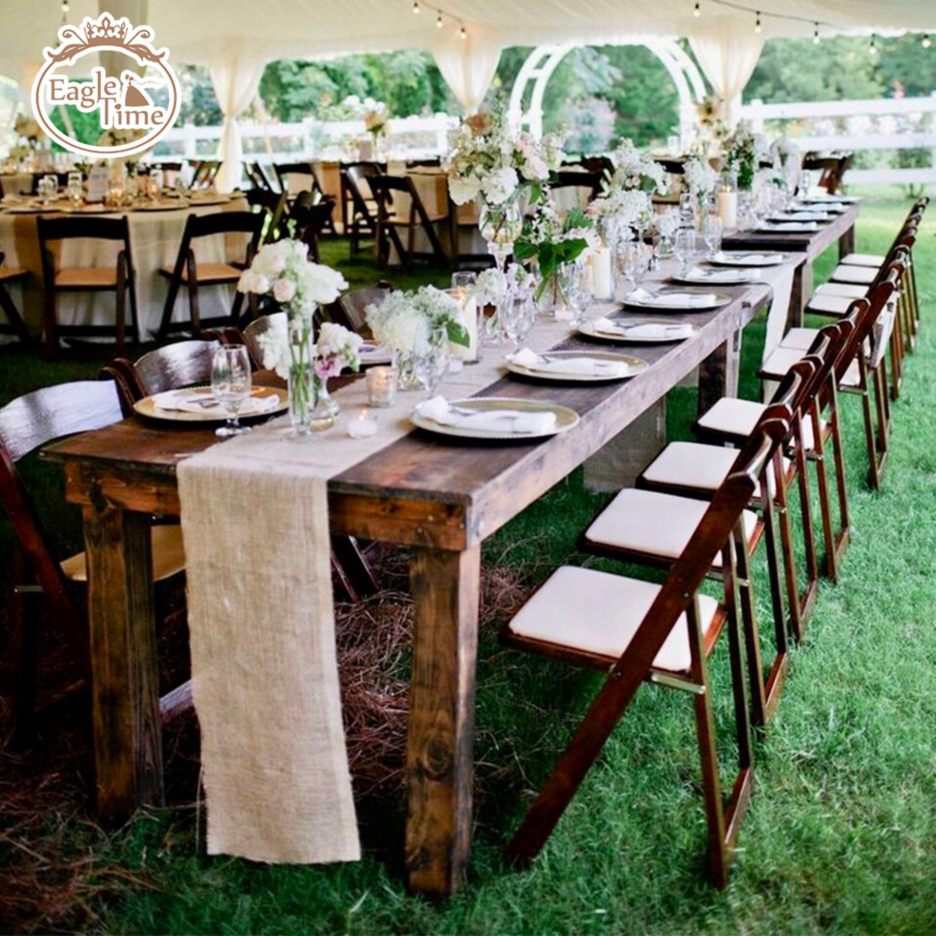 New Arrival Outdoor Hotel Rectangular Solid Wood Folding Tables Rectangle Wood Tables For Events