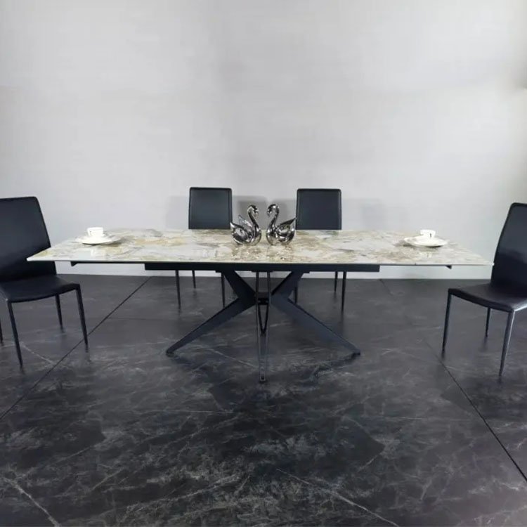 black white ceramic top luxury extendable dining table set for 8