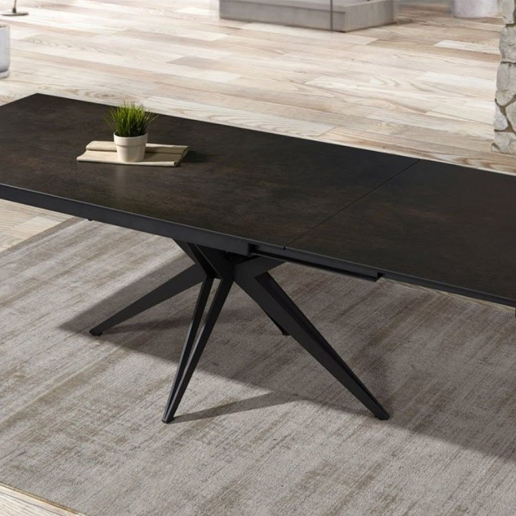 black white ceramic top luxury extendable dining table set for 8
