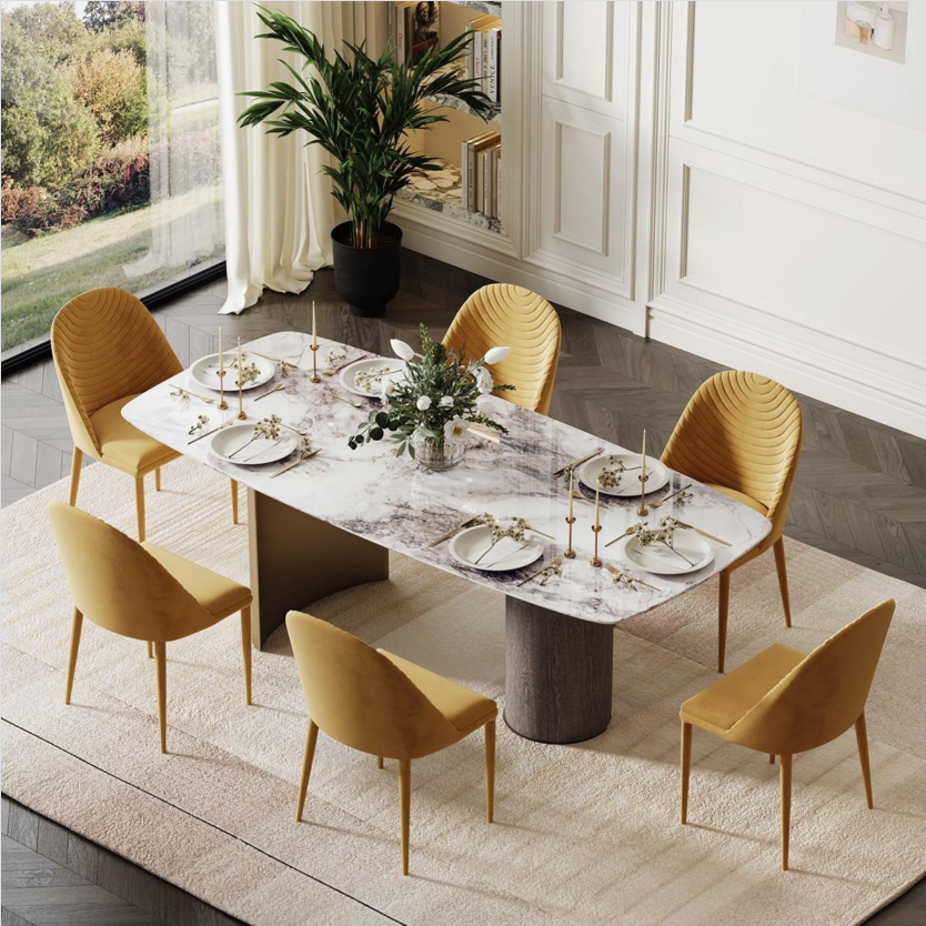 Dining Table and Chairs Set Luxury Modern Restaurant Home Dining Room Dinning Table Marble Top Dining Table Set