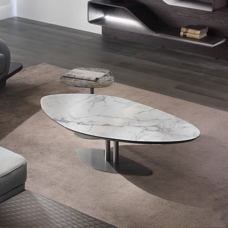 Modern Luxury Creative Alien Coffee Table Hotel Lobby Villa Living Room Stainless Steel Marble Tea Table Set