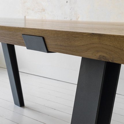 Simple retro industrial style imported solid wood office meeting rectangular modern minimalist wrought iron dining table
