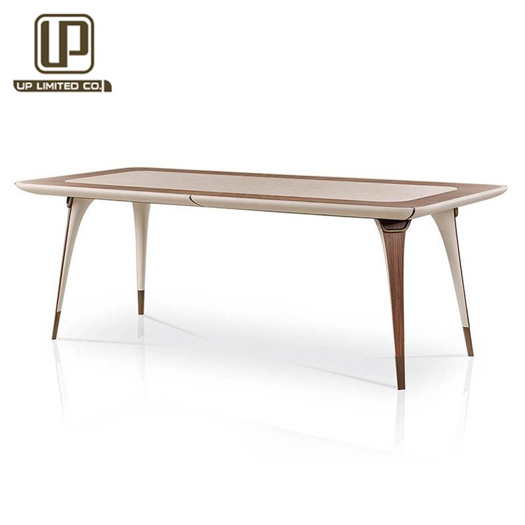 High end solid wood frame dining table luxury Italian 6 seat dining room set modern wooden dining table