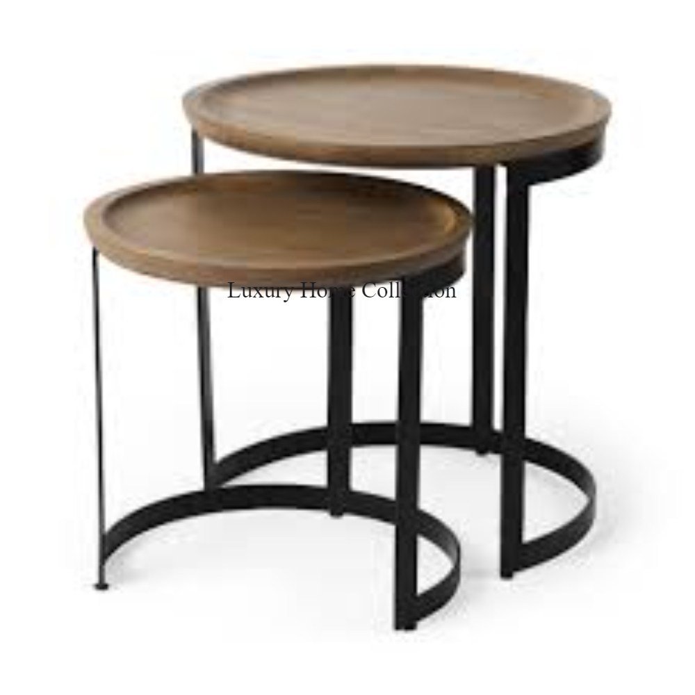 Set Of 3 Antique Look Metal Nesting Side Table Handmade Round Shape Top Luxurious Furniture Supplies For Hotel And Villa