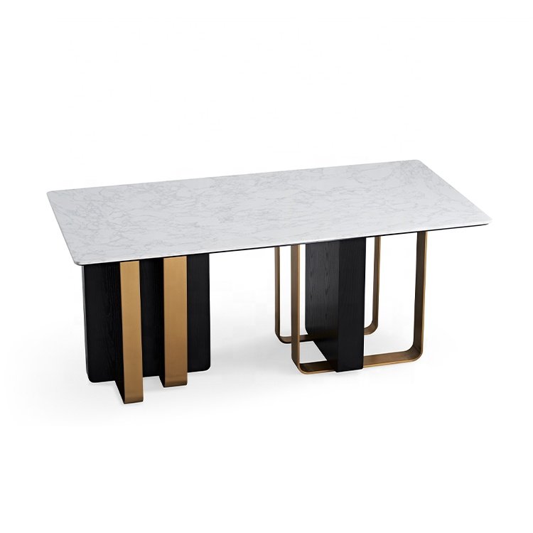 Wholesale Luxury Modern Nordic Style Stainless Steel Marble Dining Table Set 8 10 12 Seater European For Home Hotel Villa