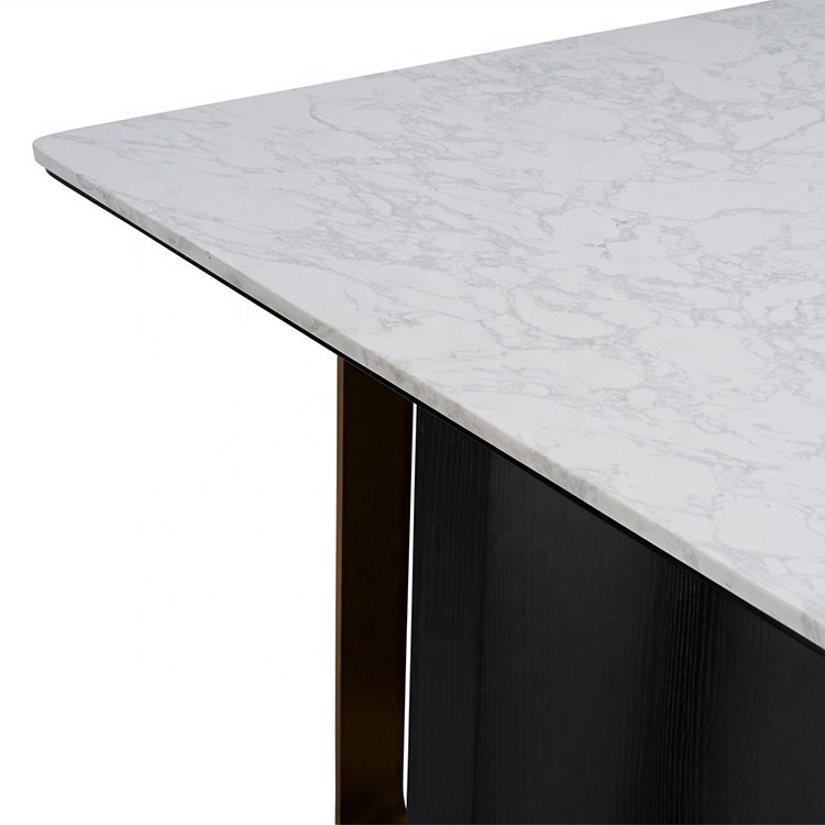 Wholesale Luxury Modern Nordic Style Stainless Steel Marble Dining Table Set 8 10 12 Seater European For Home Hotel Villa