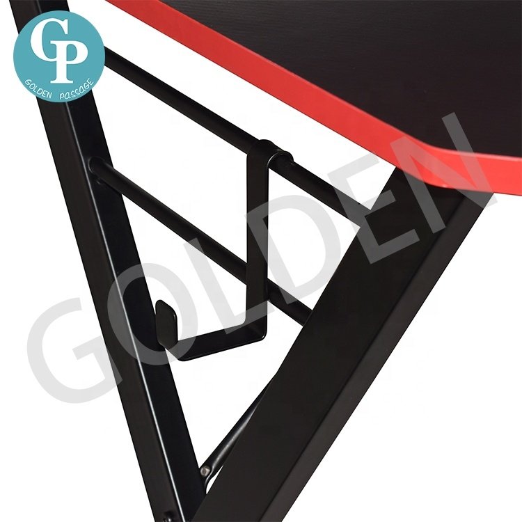 Gaming Desk Cross Shaped Home Office PC Computer Gaming Desk Table with Monitor Stand Cup Holder Headphone Hook