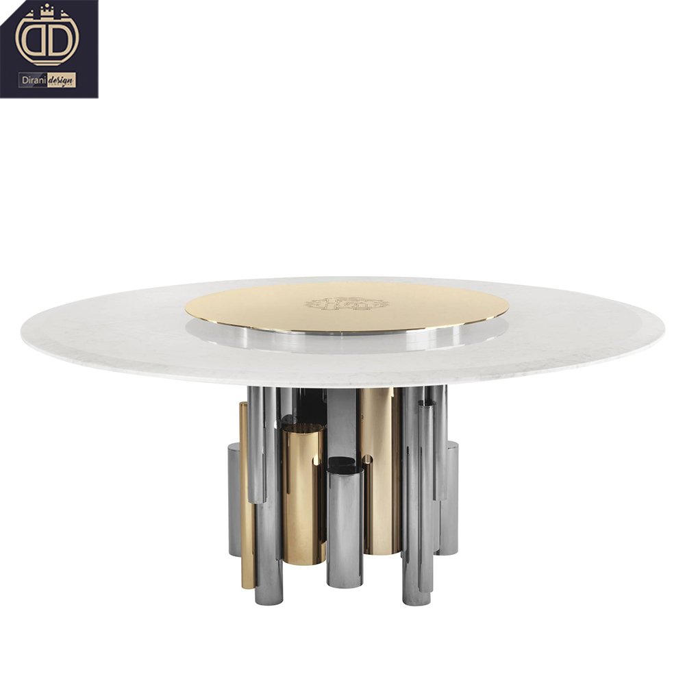 Italian designer big 6 8 chair tempered glass top dinning table set round modern luxurious glass dinning table