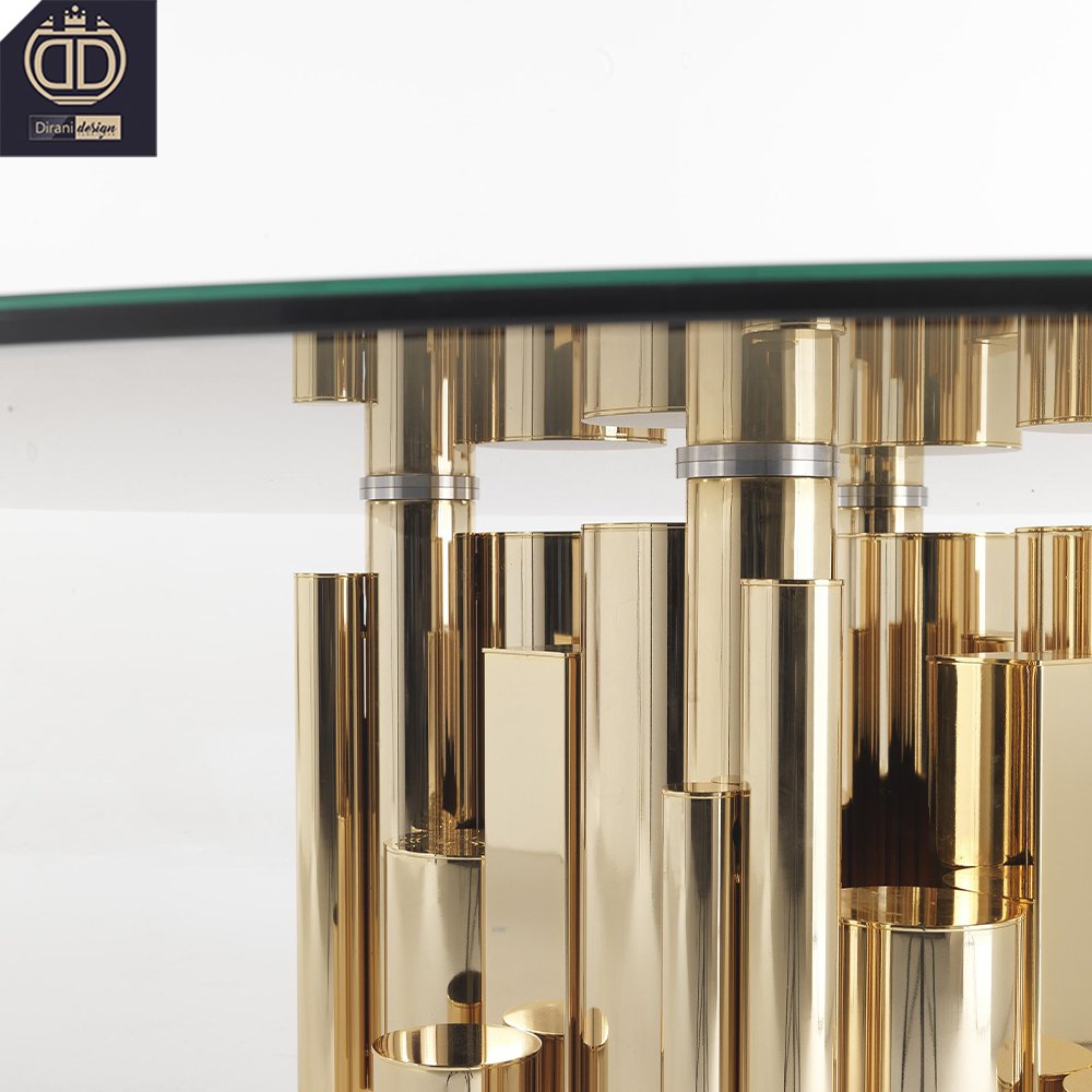 Italian designer big 6 8 chair tempered glass top dinning table set round modern luxurious glass dinning table