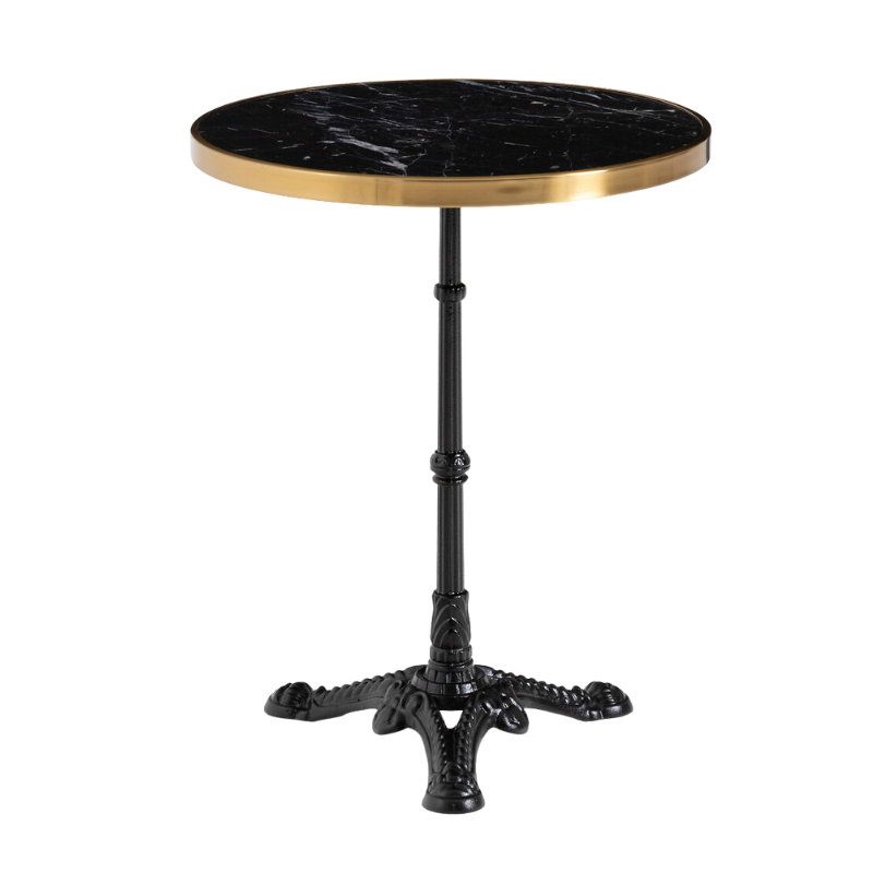 Lifepursue black/gold Marble top with metal edge with Cast iron Bistro garden table
